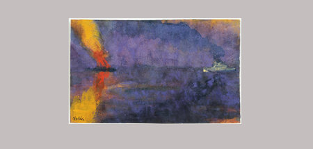 Emil Nolde, »Kriegsschiff und brennender Dampfer« (um 1943)