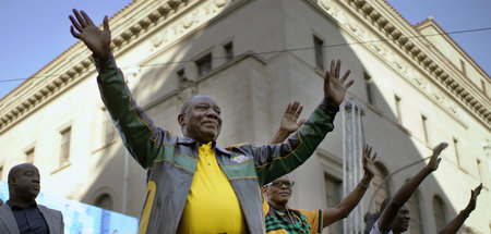 Südafrikas Präsident Cyril Ramaphosa am 12. Mai bei einer Kundge...