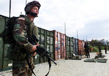 US-Militärcamp »Eagle Base« bei Tuzla in Bosnien, November 2001