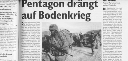 »Einziger Weg, den Krieg zu gewinnen«: junge Welt von vor 20 Jah...