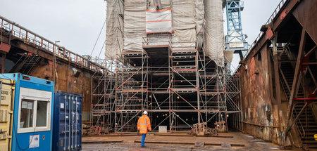 Reparatur des Segelschulschiffs der Deutschen Marine »Gorch Fock