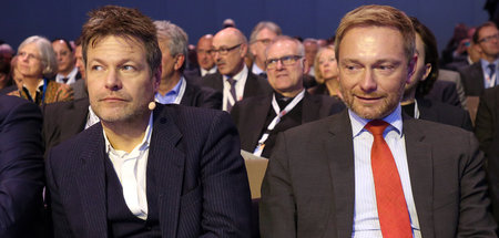 Mit Dackelblick zum grünen Erfolg: Robert Habeck (l.) nebst FDP-...