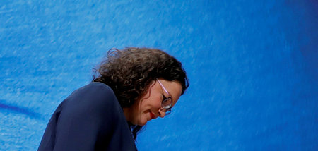 Ahnungsvoll: Andrea Nahles nach einer Pressekonferenz am 27. Mai...
