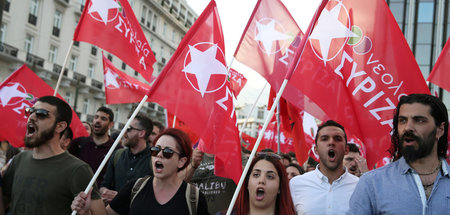 Syriza-Anhänger während einer EU-Wahlkampfkundgebung am 24. Mai ...