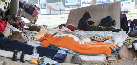 Obdachlose bei Temperaturen um den Gefrierpunkt (Hamburg, 9.11.2...