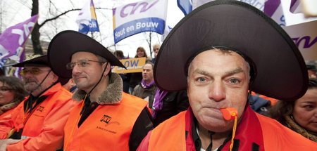 Protest mit Tradition: Niederländische Gewerkschafter protestier