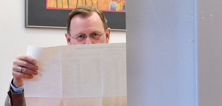 Für wen er wohl sein Kreuz macht? Ministerpräsident Bodo Ramelow...