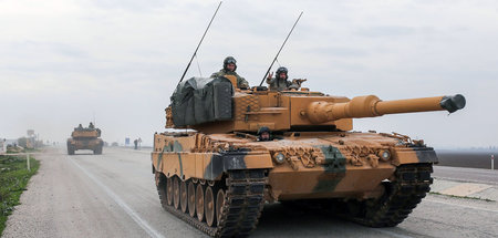 Türkische Panzer Anfang 2018 nahe der Grenze zu Syrien