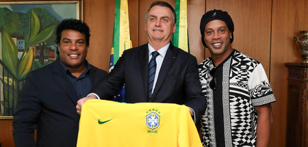 Rechtes Dreamteam: Brasiliens Präsident Jair Bolsonaro, Ronaldin... Rechtes Dreamteam: Brasiliens Präsident Jair Bolsonaro, Ronaldin...