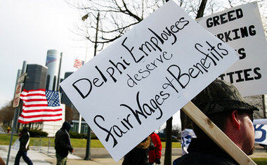 Protest bei der Detroiter Automesse im Januar