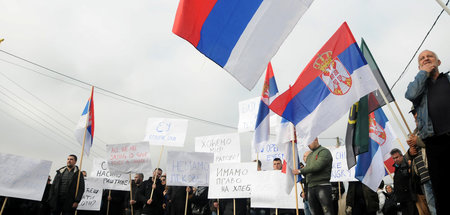 Protestaktion am 23. November in Rudare im Norden Kosovos gegen ...