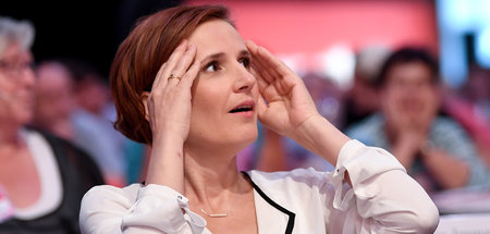 Katja Kipping (Die Linke) beim Parteitag in Leipzig (Juni 2018)