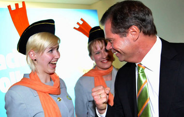 Auf der Feier der Flughafen-Befürworter deutete Berlins  CDU-Fra...