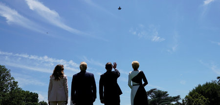 US-Präsident Donald Trump, Amtskollege Andrzej Duda und Ehefraue...