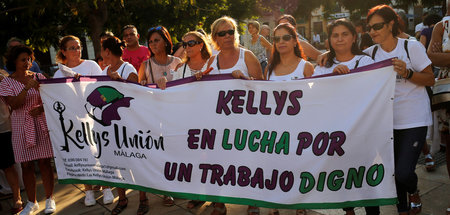 Protest von »Kellys« gegen schlechte Arbeitsbedingungen in Málag...