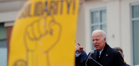 Ehemaliger US-Vizepräsident Joseph Biden bei einer Kundgebung de...
