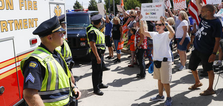 Protest am Mittwoch in Dayton gegen den Besuch von US-Präsident 