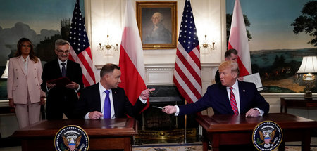 Gemeinsame Interessen: Polens Präsident Duda (l.) besuchte im Ju...