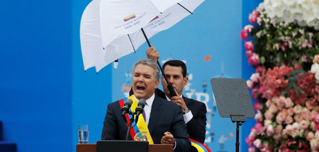 Ein Jahr im Amt: Kolumbiens Präsident Iván Duque, hier bei seine...