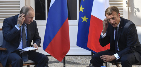 Einstweilen Verständigungsprobleme: Wladimir Putin und Emmanuel 