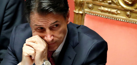Der italienische Premier Giuseppe Conte am Dienstag im Senat in ...