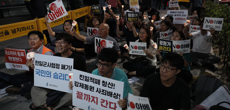 Nicht ganz grün. Protest gegen Japan vor der Botschaft in Seoul