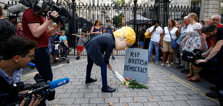 Protest am Mittwoch vor dem Sitz von Premier Boris Johnson in de...