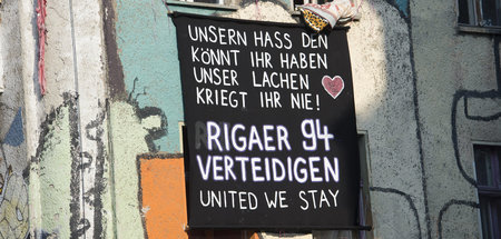 Umkämpftes Terrain: Vor der Rigaer Straße 94 in Berlin-Friedrich...