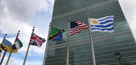 Viele Flaggen zum Schein: Das UN-Gebäude in New York