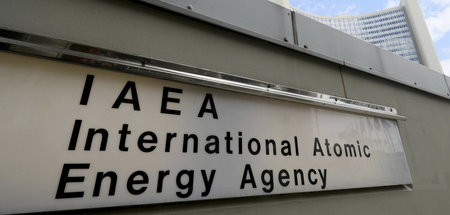 Eingang zum Gebäude der Internationalen Atomenergiebehörde in Wi