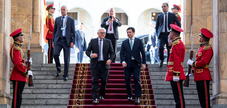 Der deutsche Bundespräsident Frank-Walter Steinmeier und der Vor...
