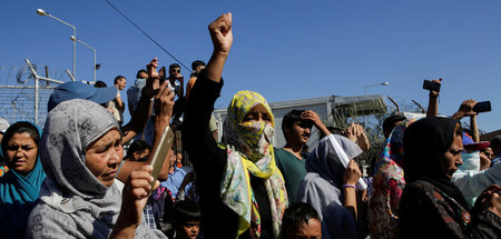 Demonstration gegen die Bedingungen im Flüchtlingslager Moria au...
