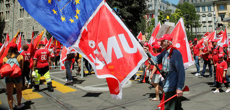 Demonstration der schweizerischen Gewerkschaft Unia am 23. Juni ...