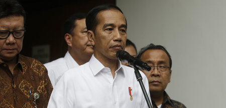 Indonesiens Präsident Joko Widodo am 10. Oktober nach einem Besu...