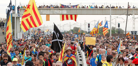 Streikende demonstrieren am Freitag in El Masnou