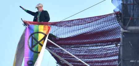 Ein als Boris Johnson verkleideter Demonstrant am Freitag am Big