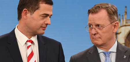 Ausreichend inhaltsleer? Mike Mohring (CDU) taxiert Bodo Ramelow...