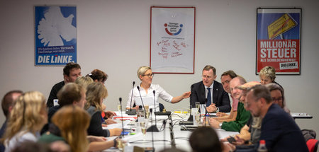 Susanne Hennig-Wellsow und Bodo Ramelow bei der Sitzung des Thür...
