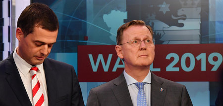 Mike Mohring und Bodo Ramelow am vergangenen Sonntag in Erfurt