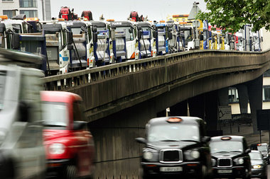 London am Dienstag: Protestierende Lastkraftwagenfahrer hatten i... London am Dienstag: Protestierende Lastkraftwagenfahrer hatten i...