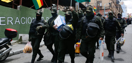 Revoltierende Polizisten am Sonnabend in La Paz