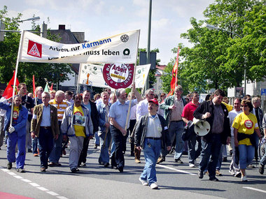 Kampf um Karmann: Demonstration der Belegschaft am 21. Mai währe...
