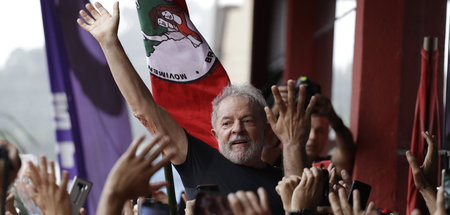 Lula am Sonnabend bei einer Versammlung von Metallarbeitern in S...
