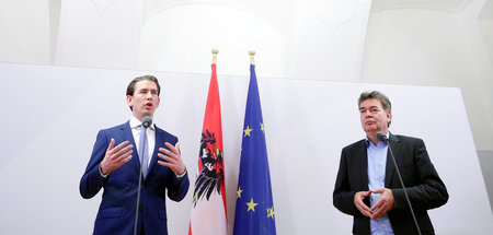ÖVP-Chef Sebastian Kurz (l.) und Grünen-Chef Werner Kogler am 12... ÖVP-Chef Sebastian Kurz (l.) und Grünen-Chef Werner Kogler am 12...