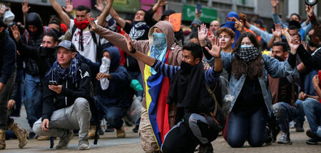 Protest in Kolumbiens Hauptstadt Bogotá am 22. November
