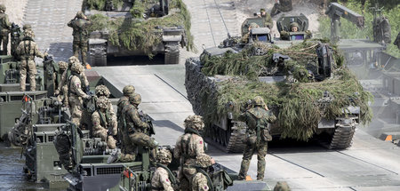 Bundeswehr-Soldaten während einer militärischen Großübung in Lit...