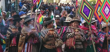 »Amautas« auf der Plaza Murillo in La Paz