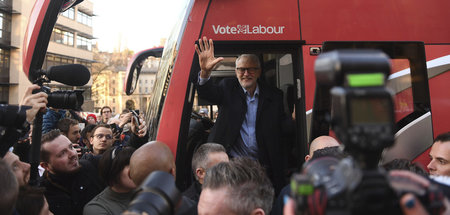 Der Labour-Vorsitzende Jeremy Corbyn nach einer Wahlkampfveranst...