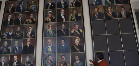 Porträts der bisherigen bolivianischen Präsidenten im Präsidente