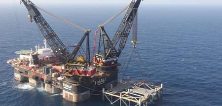 Baustopp: Ölplattform im Leviathan-Erdgasfeld im Mittelmeer vor 